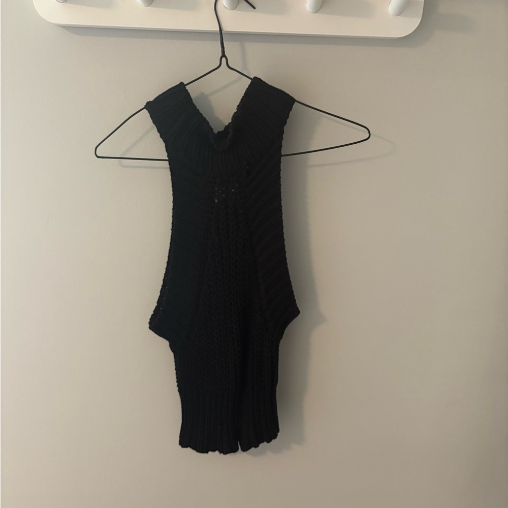 Nasty Gal Black Knit Sleeveless Top high neck